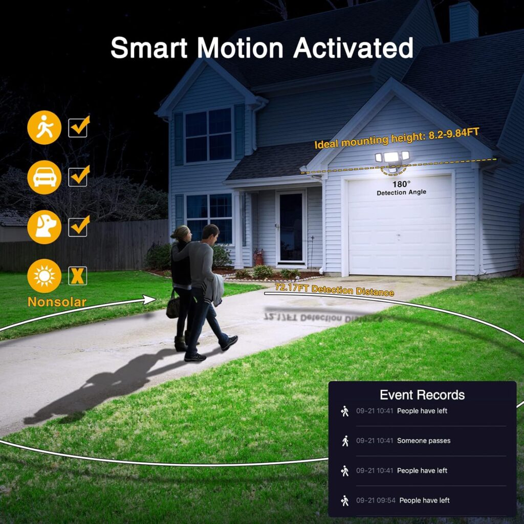 Senses movement up to 49 feet away