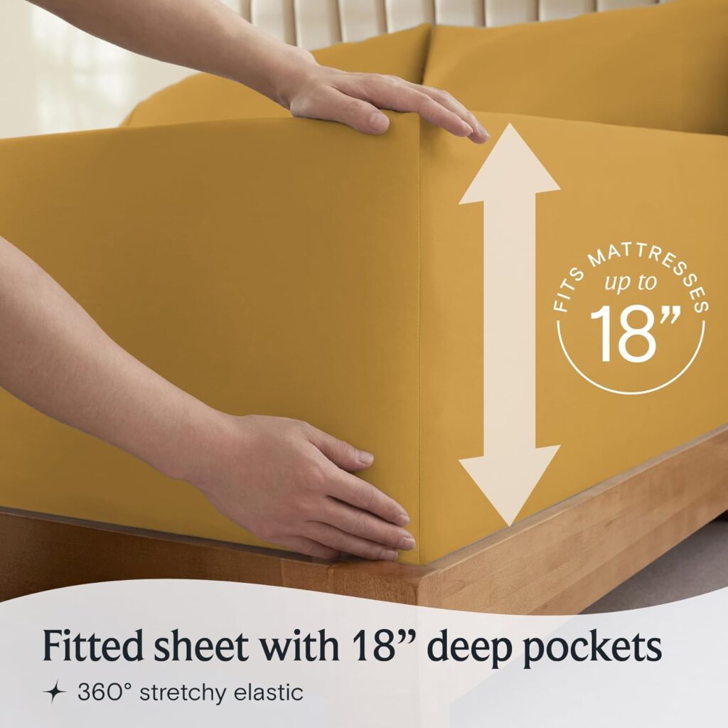 The fitted sheet comes with deep pockets