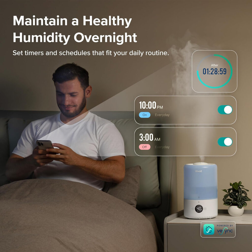 You can set a timer for the humidifier