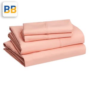 check out the Amazon Basics Super Soft Microfiber Bed Sheet Set in Peachy Coral