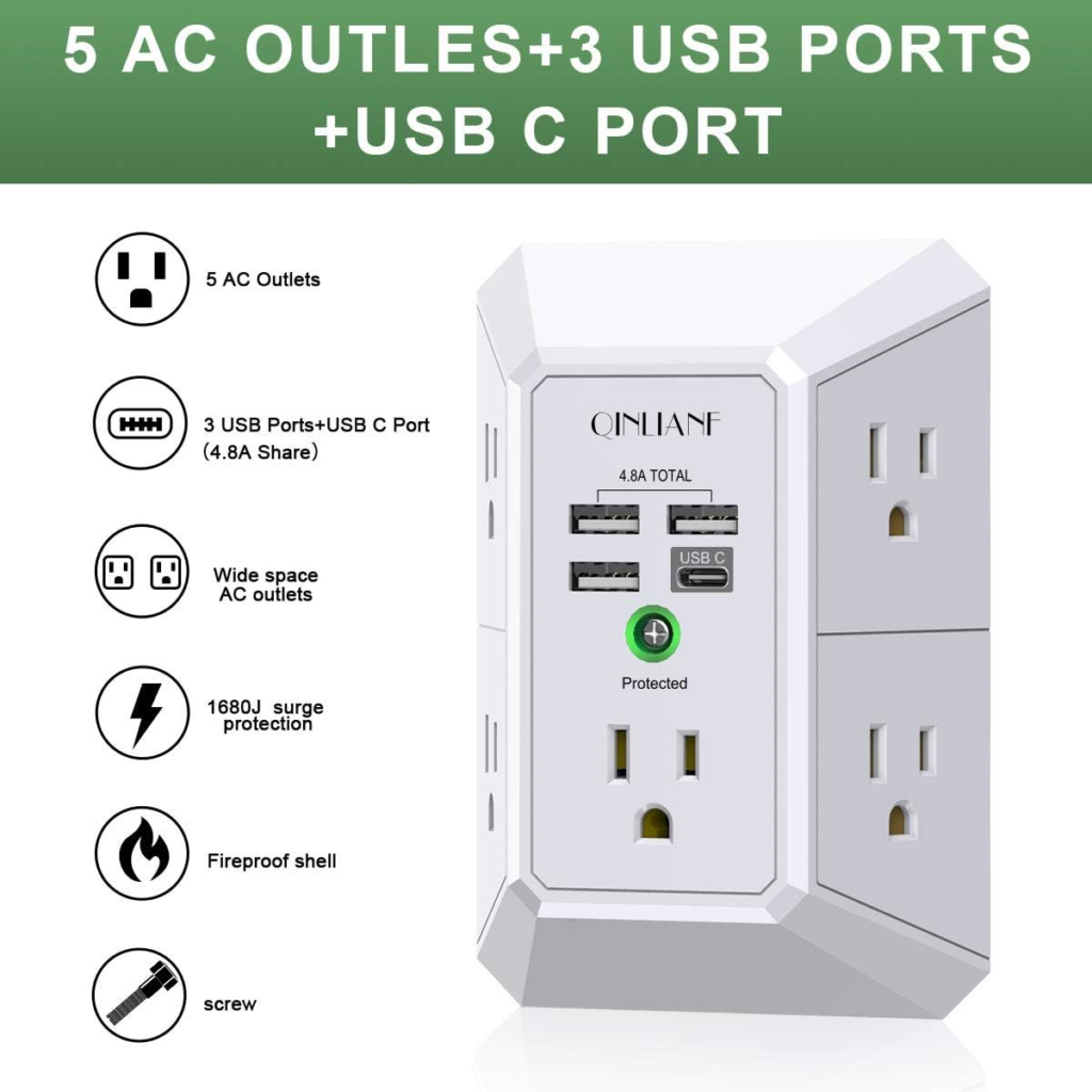 3 USB-A ports and 1 USB-C port