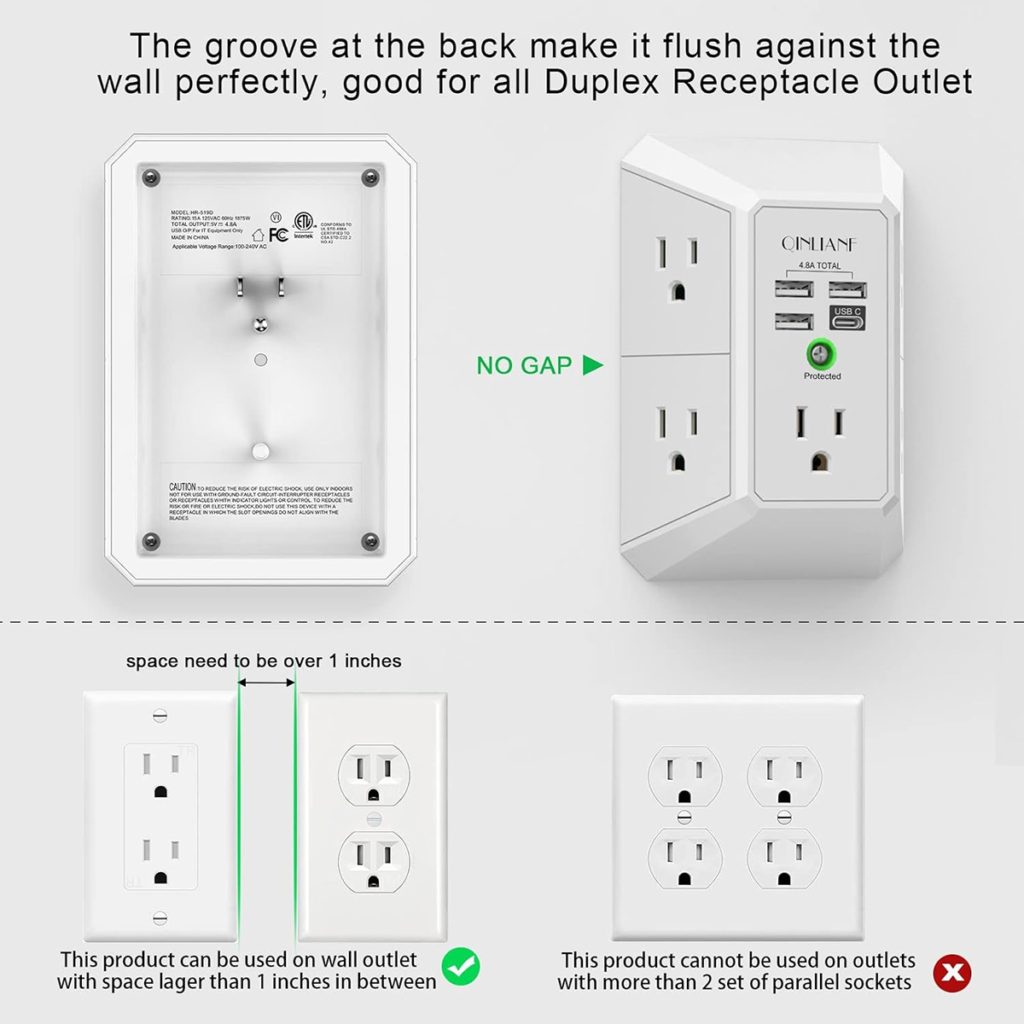 provides the extra outlets and USB ports
