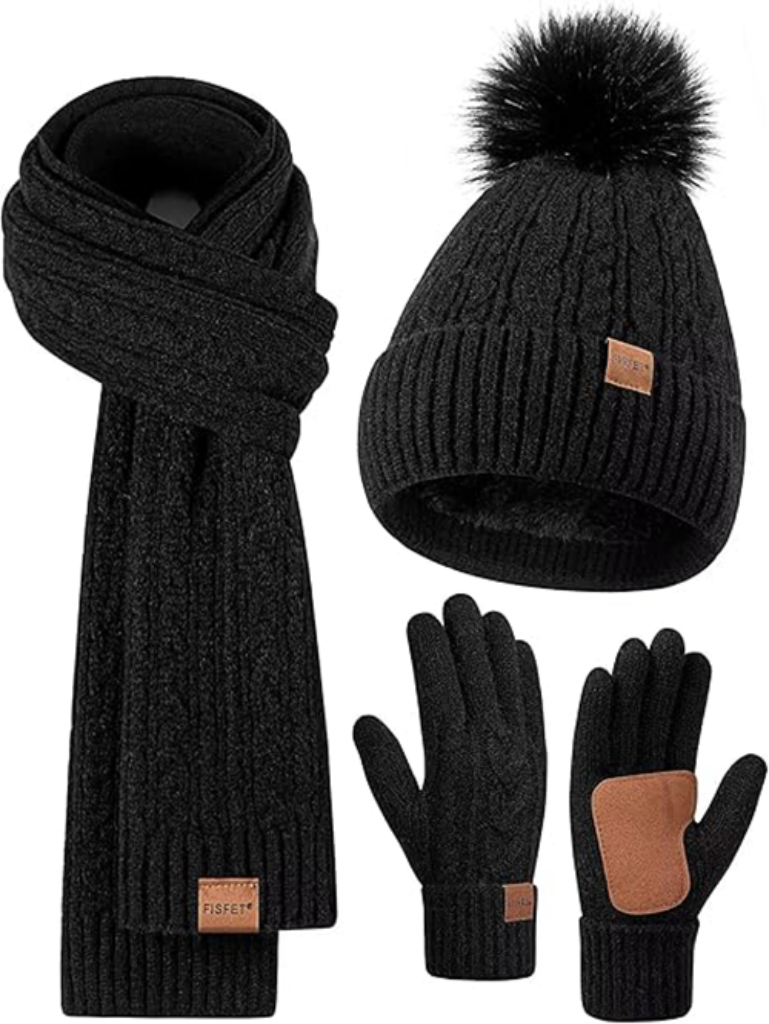 Cheap Winter Beanie Hat Scarf & Gloves Set for Women
