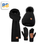 Cheap Winter Beanie Hat Scarf & Gloves Set for Women